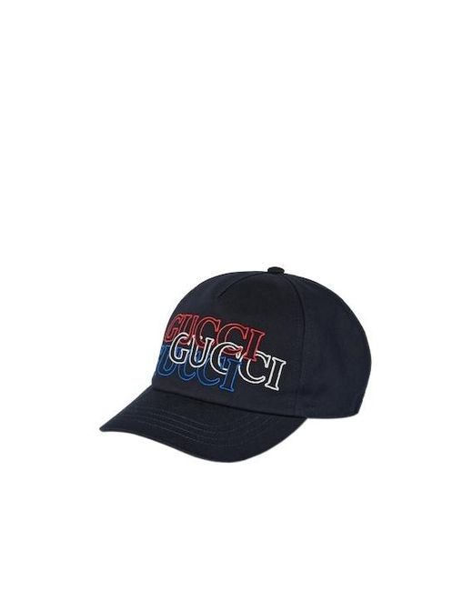 Gucci Blue Logo Embroidered Baseball Cap for men