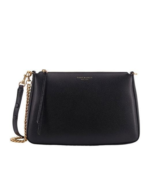 Tory Burch Black Chain-Linked Zipped Shoulder Bag