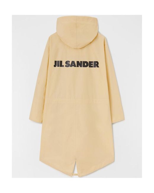 Jil Sander Natural Logo Printed Hooded Parka