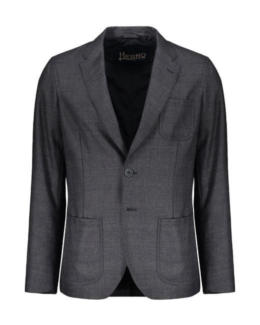 Herno Black Single-Breasted Blazer for men