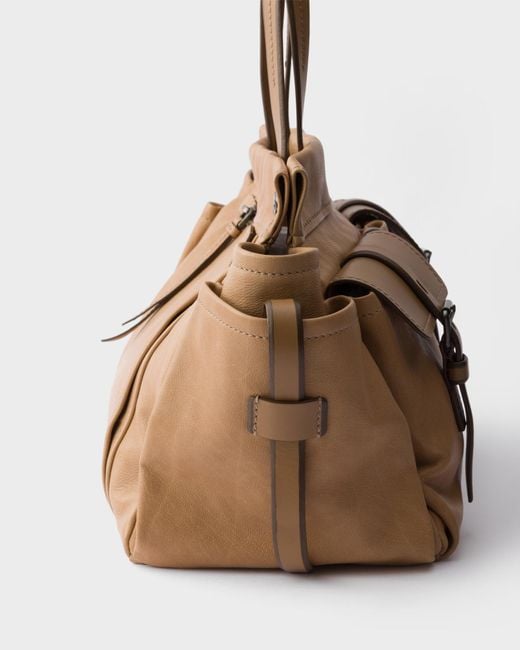 Prada Brown Route Large Leather Tote Bag