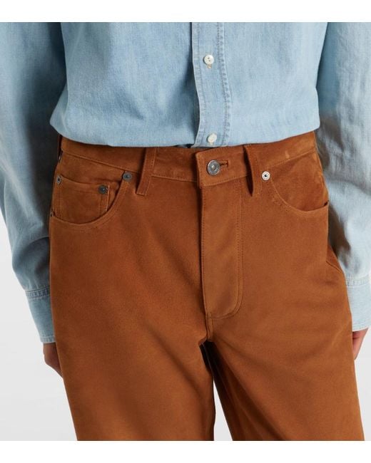 Citizens of Humanity Brown Miro Low-Rise Suede Straight-Leg Pants