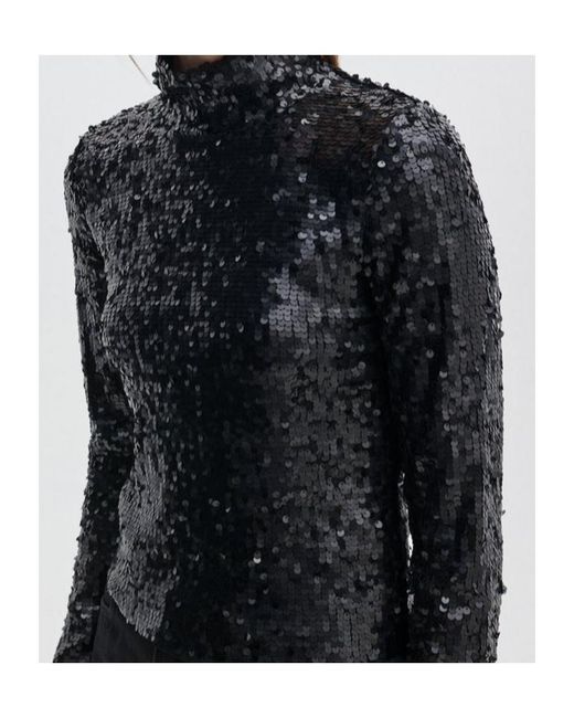 Rag & Bone Black Lucy Sequined Turtleneck Top