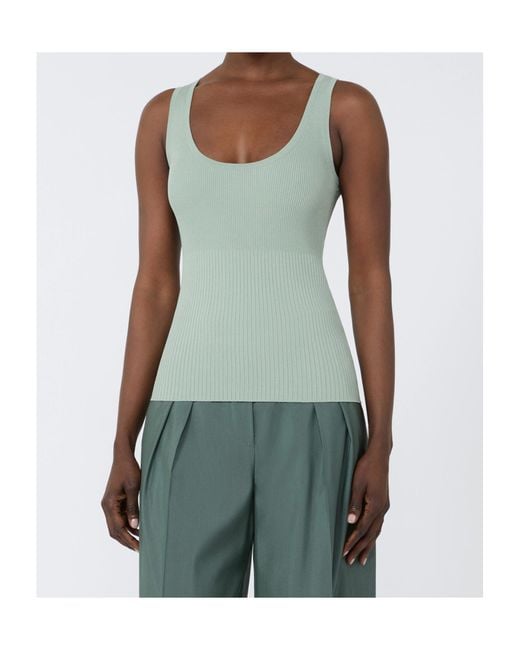 Max Mara Green Ghiro Ribbed Knit Tank Top