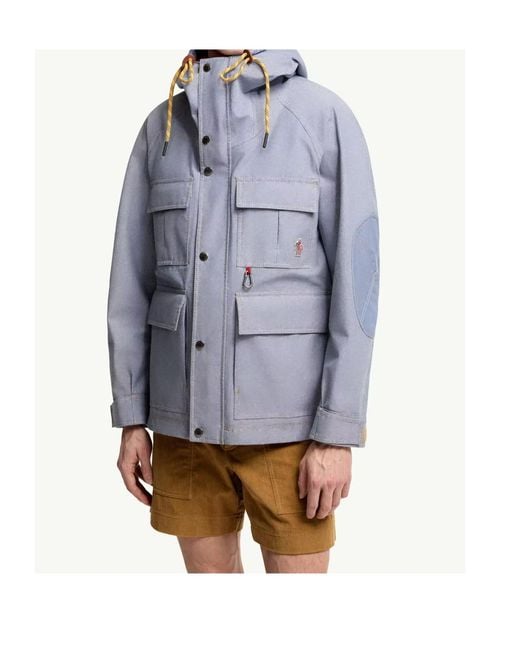 Moncler Blue Grenoble Ajaccio Chambray Hooded Field Jacket for men