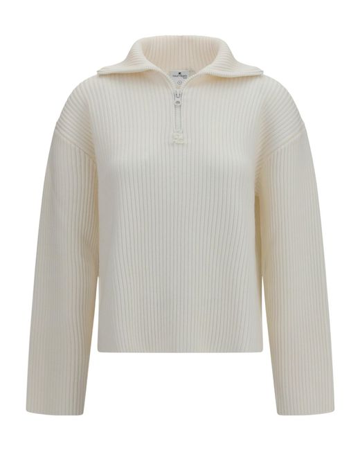 Courreges Gray Courrèges Ribbed Zip Knitted Sweater