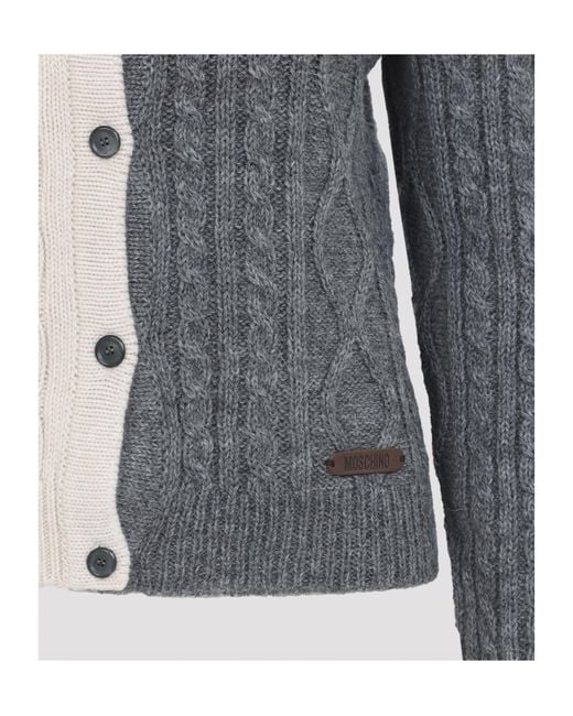 Moschino Blue Two-Toned Button-Up Cardigan