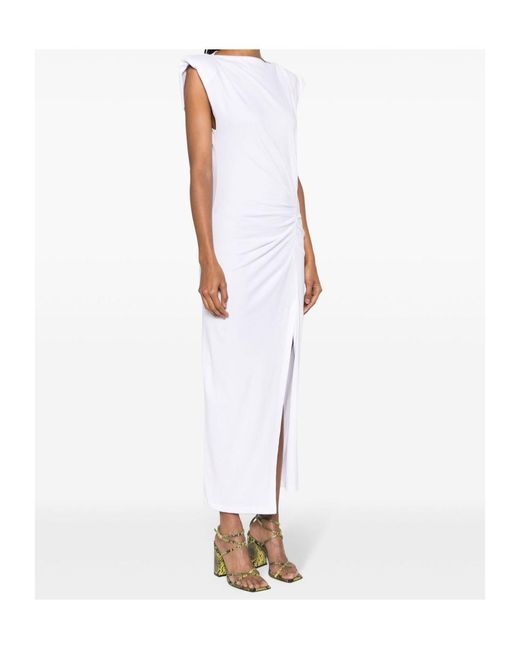 Isabel Marant White Nadela Ruched Detailed Midi Dress