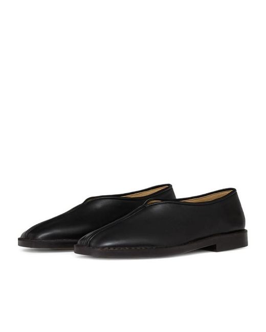 Lemaire Black Piped Square-Toe Loafers