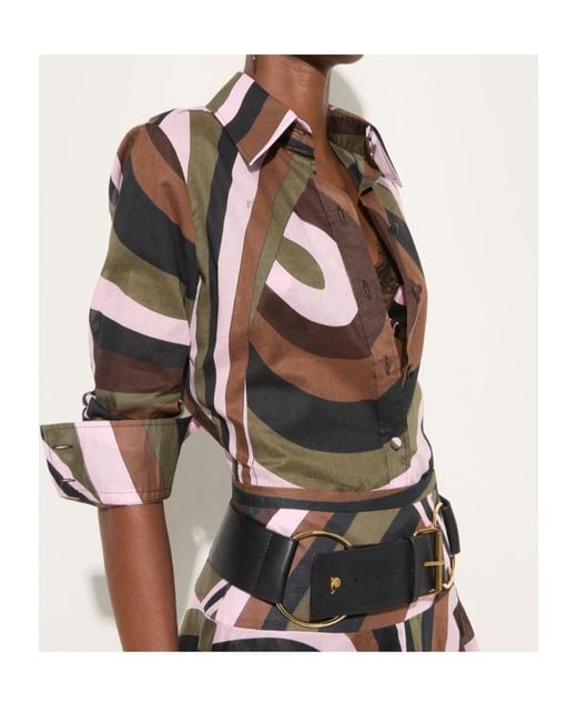 Emilio Pucci Multicolor Iride Print Cotton Muslin Shirt