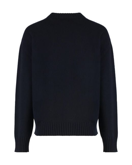 Fabiana Filippi Blue Ribbed-Knit Crew-Neck Sweater
