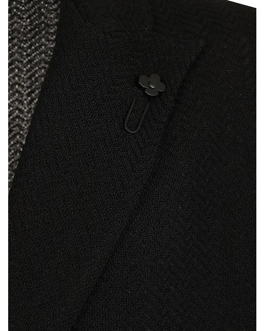 Lardini Black Textured Double-Breasted Knitted Jacket for men