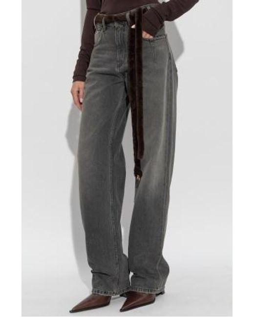 DARKPARK Gray Lu Wide-Leg Belted Jeans