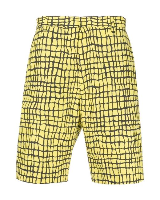 Moschino Yellow Pattern Printed Shorts for men