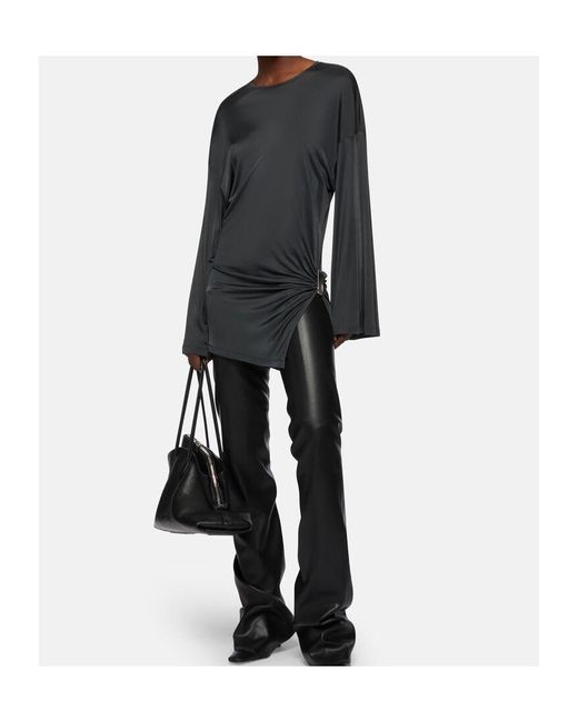 The Attico Black The Ruched Detailed Jersey Mini Dress