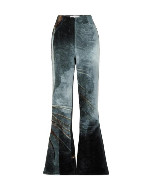 Conner Ives Blue Printed Faux Fur Flared Pants