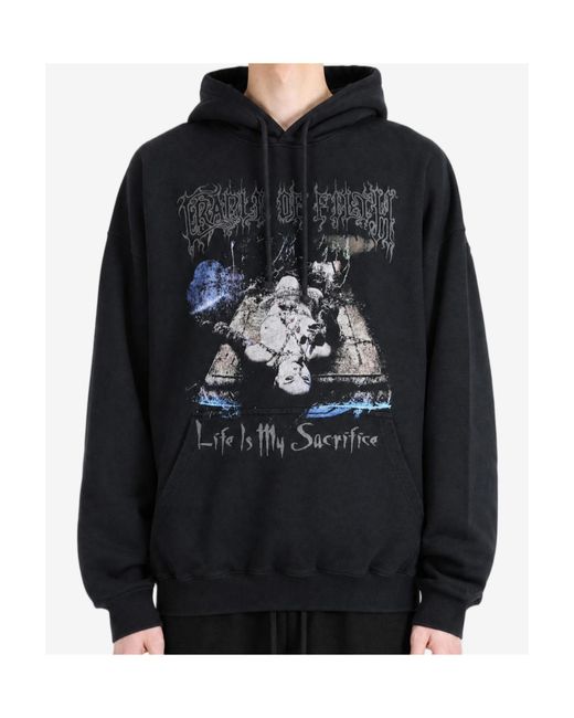 Vetements Blue Long-Sleeved Hooded Sweatshirt for men