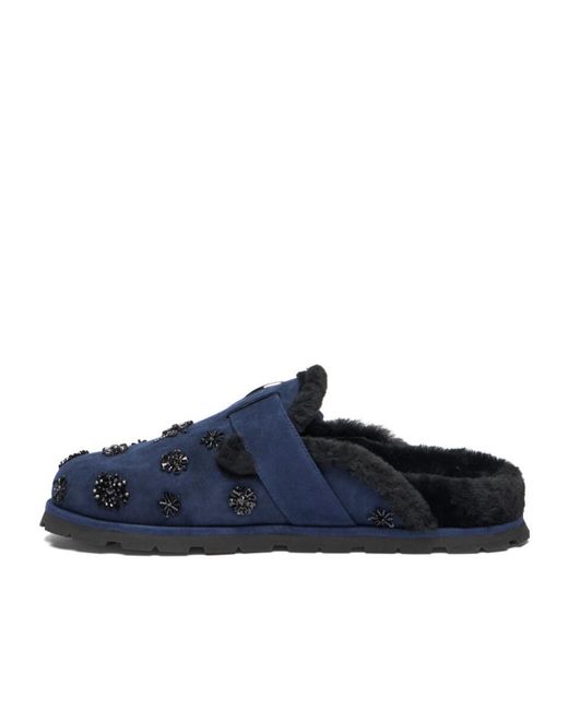 Stuart Weitzman Blue Chrystie Shearling Mule