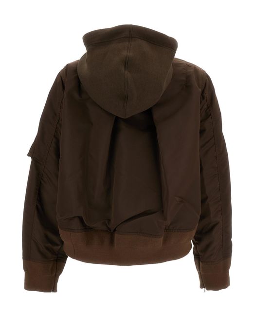 Sacai Brown Casual Hooded Jacket