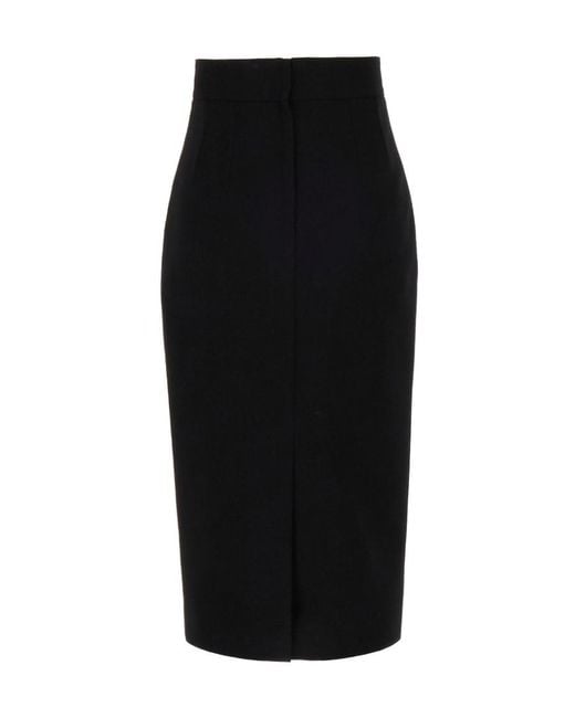 Dolce & Gabbana Black Logo Plaque Midi Skirt