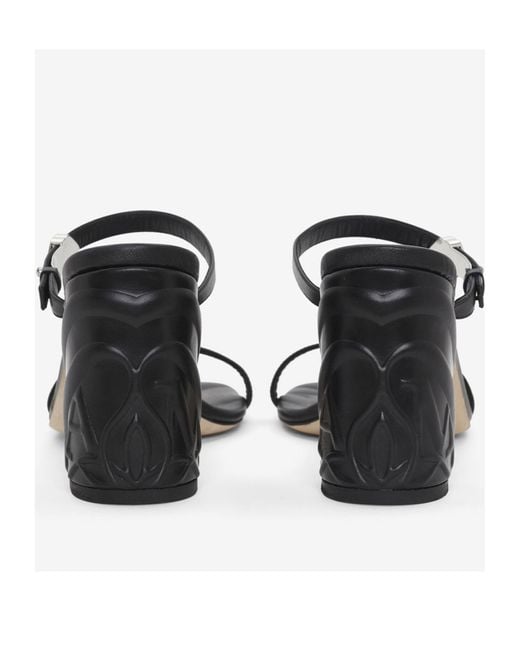 McQueen Black Seal Strap-Detailed Slip-On Mules