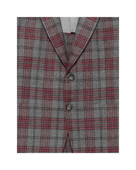 Isaia Gray Checked Blazer for men