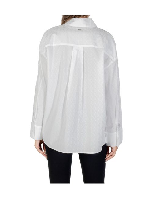 ARMANI EXCHANGE White Logo-Jacquard Long-Sleeve Shirt