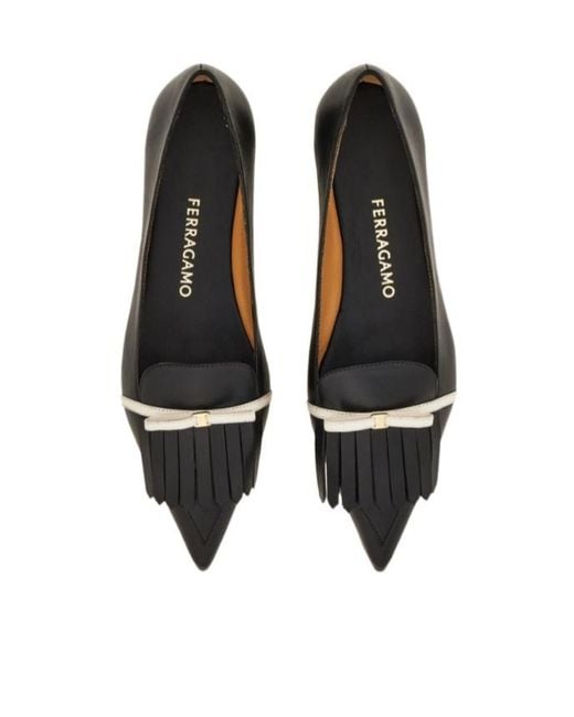 Ferragamo Black Ballet Flat With Mini Bow Detail