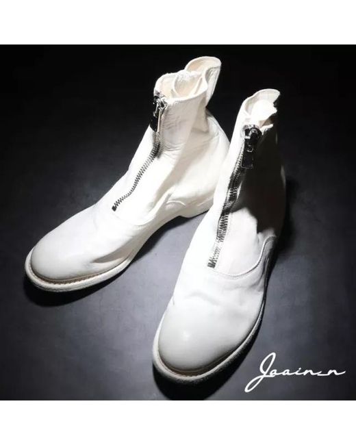 Guidi Natural Zip-Front Calf-Length Boots