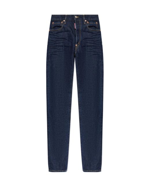 DSquared² Blue Logo Patch Slim-Fit Jeans for men