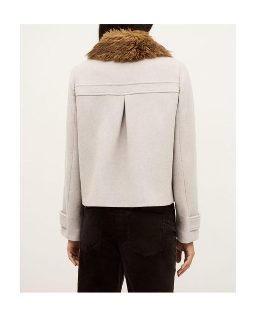 Ba&sh Natural Terry Fur-Trimmed Coat