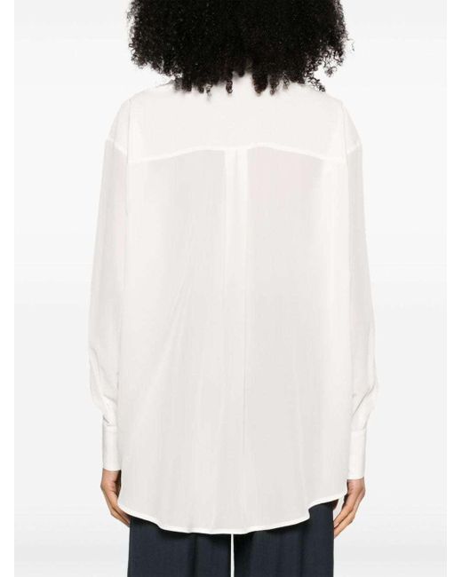 Ermanno Scervino White Floral-Lace Silk Shirt