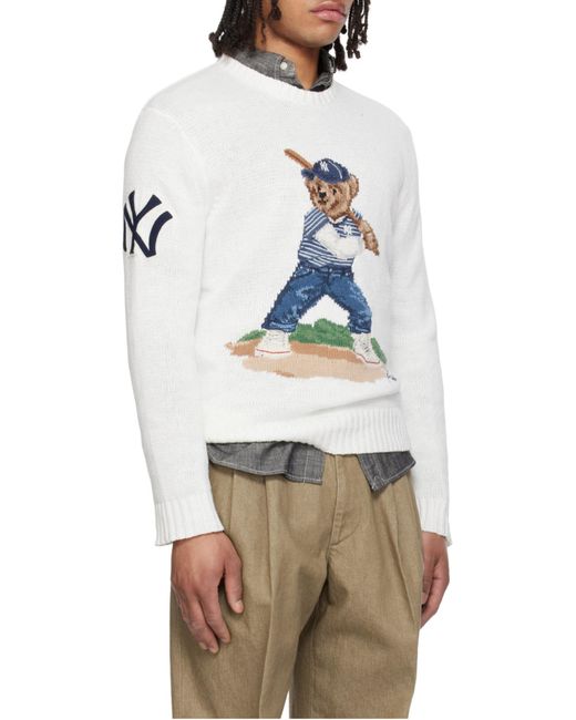 Polo Ralph Lauren White Knitted Crew Neck Sweater for men