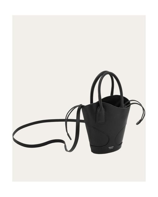 Ferragamo Black Ferragamo Cut Out Detailed Bucket Bag