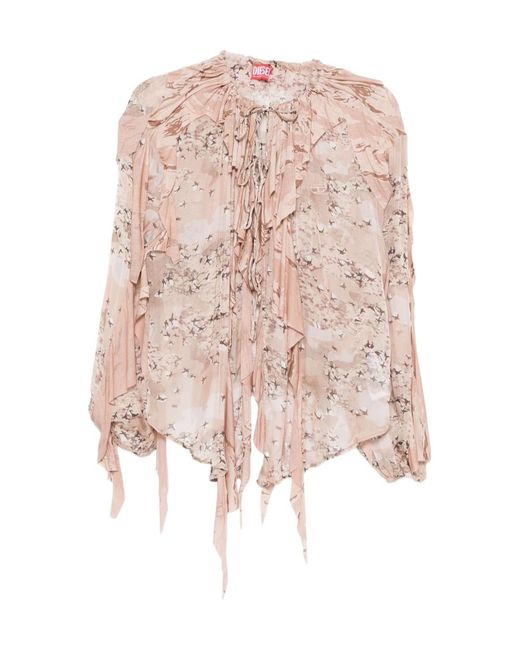 DIESEL Pink C-Lassy-R1 Ruffled Blouse