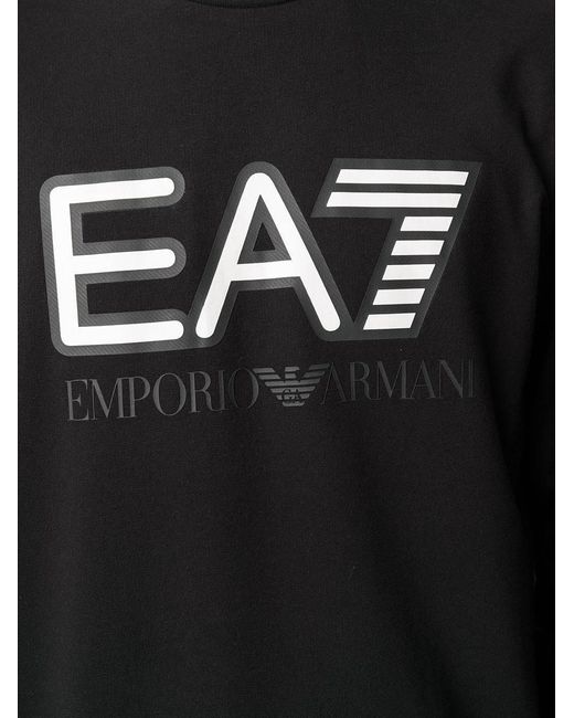 EA7 Black Logo-Print Crew Neck Sweatshirt for men