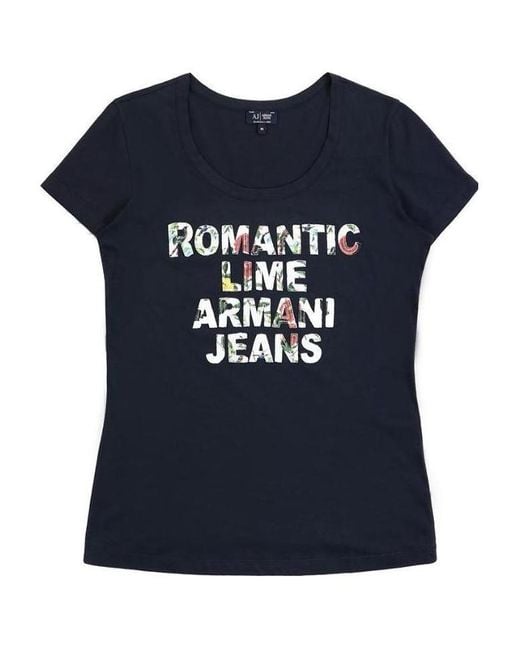 Armani Jeans Blue T-Shirt With Round Neck And Short Sleeves