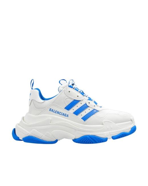 Balenciaga Blue X Adidas Triple S Lace-Up Sneakers