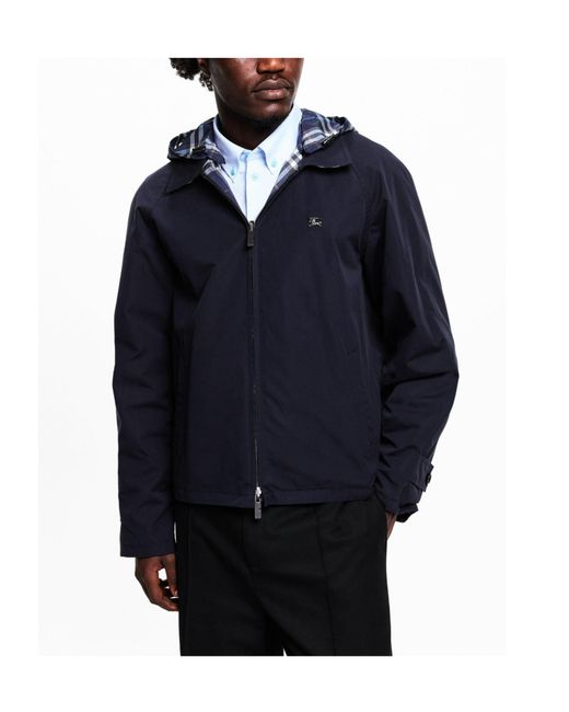 Burberry Blue Spread-Collar Hooded Jacket for men