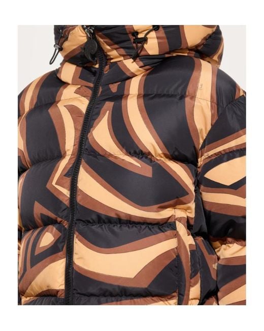 Emilio Pucci Brown Pucci Abstract Printed Hooded Padded Jacket