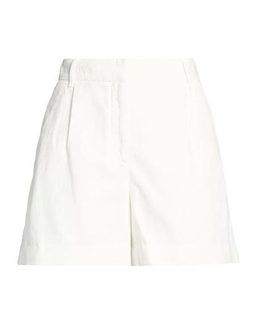 Brunello Cucinelli White Solid Twill Shorts