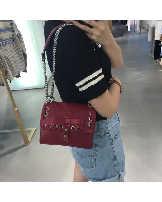 Fendi Red Kan I Bowknot Calfskin Shoulder Bag