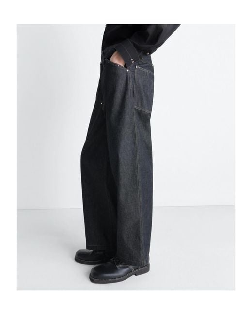 Lemaire Blue Logo Patch Tapered-Leg Jeans for men