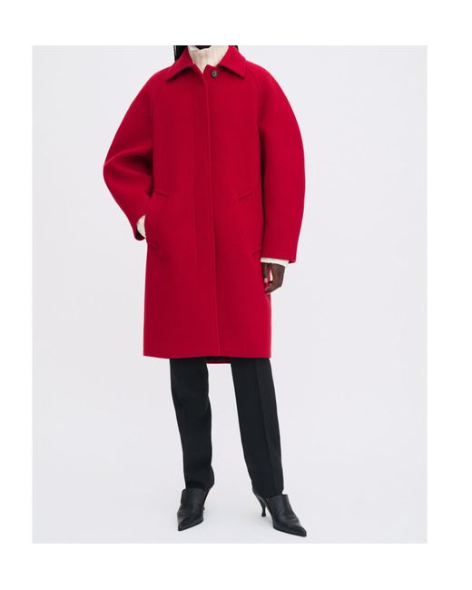 Filippa K Red Cocoon Raglan-Sleeve Coat