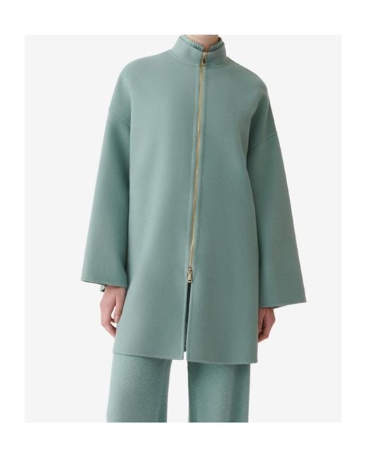 Fabiana Filippi Blue Long-Sleeve Zip-Up Coat