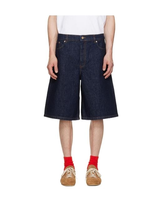 Casablanca Blue Raw Denim Shorts for men