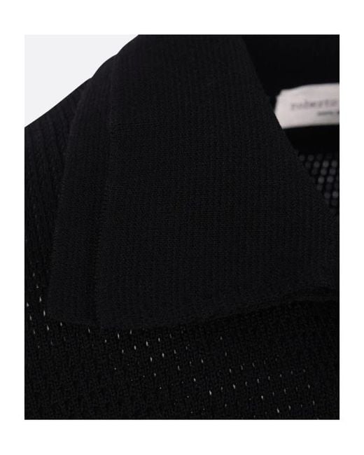 Roberto Collina Black Open-Knit Short-Sleeve T-Shirt for men