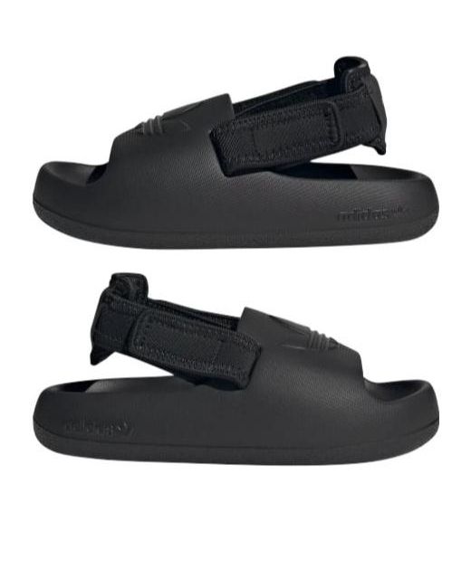 Adidas Black Trefoil-Motif Touch-Strap Sandals