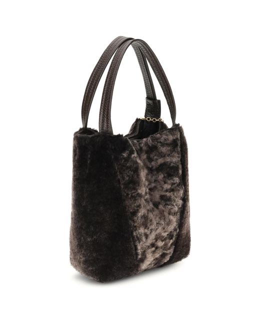 Chloé Black Chloé Shearling Spin Tote Bag