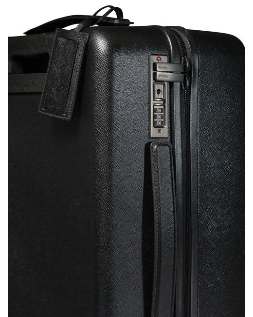 Prada Black Triangle-Logo Zipped Suitcase for men